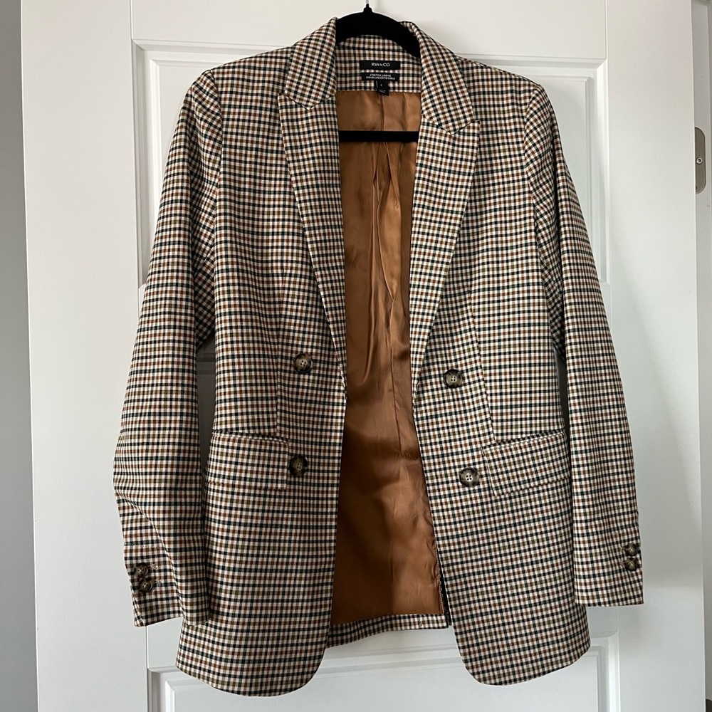 RW&CO Stretch Lining Checked Blazer